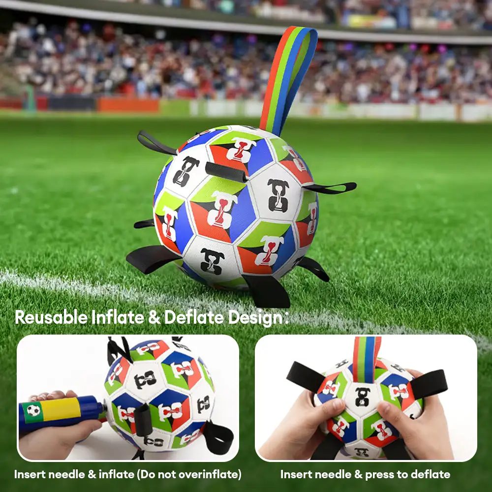 Boule de soccer pour chien avec des sangles, jouet interactif - Image 5