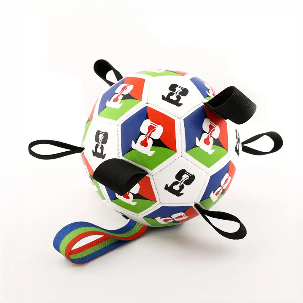 Boule de soccer pour chien avec des sangles, jouet interactif - Image 7