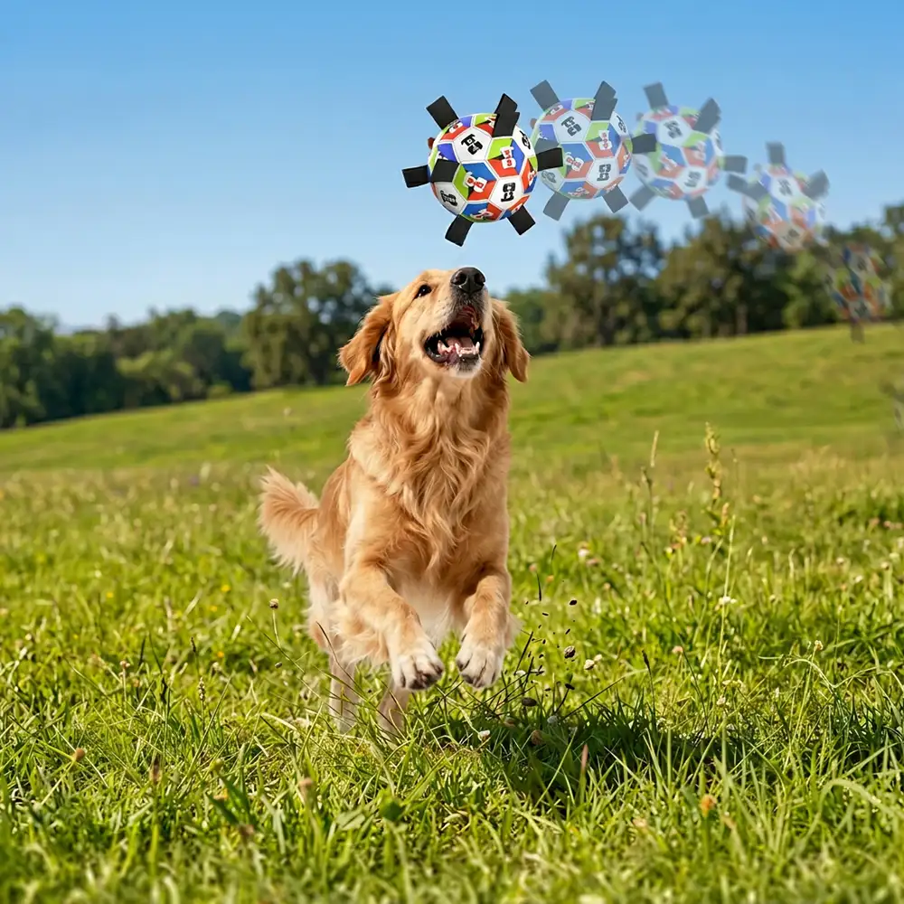 Boule de soccer pour chien avec des sangles, jouet interactif - Image 8