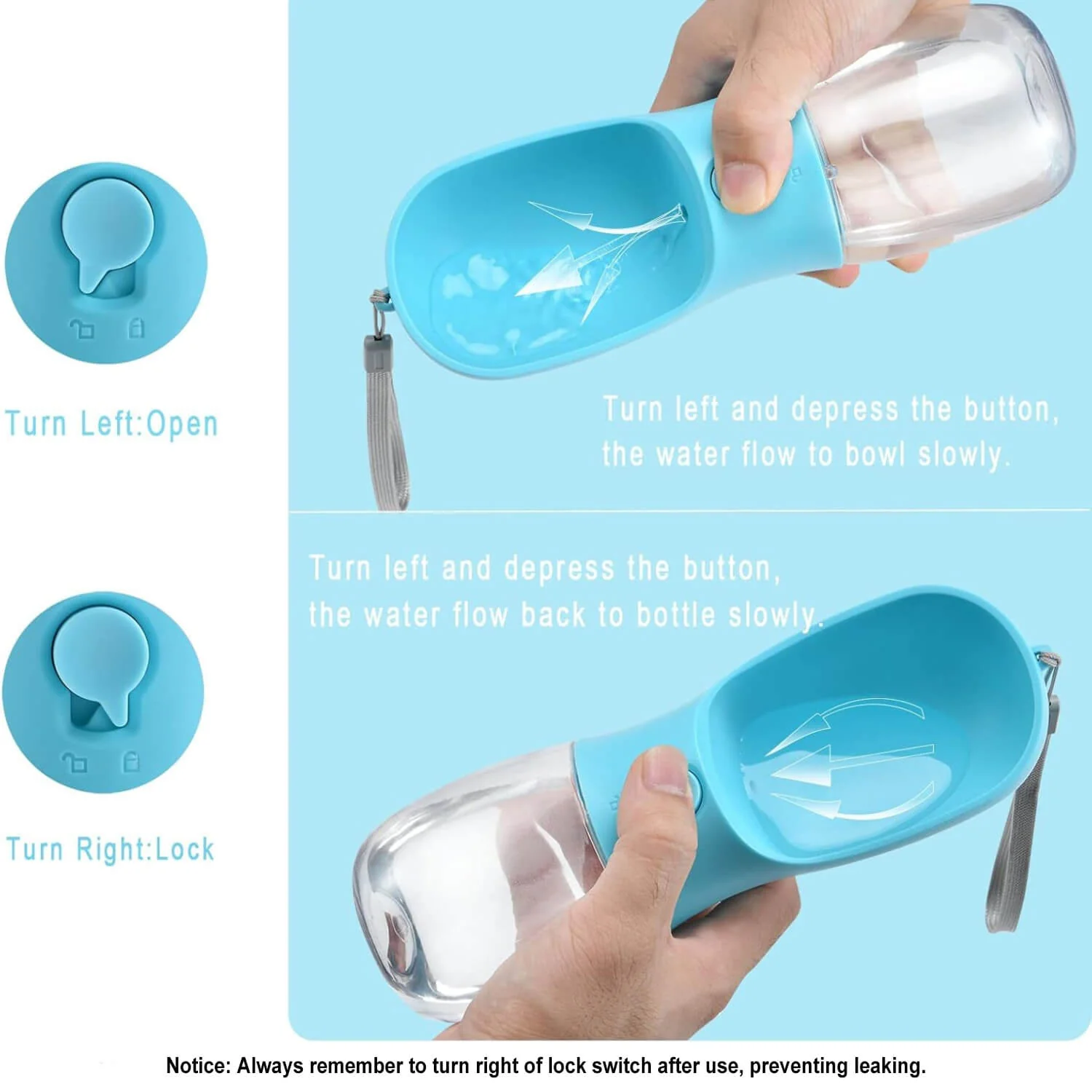 Bouteille d'eau portable pour chien 3 en 1 multifonctionnelle pour les promenades - Image 3