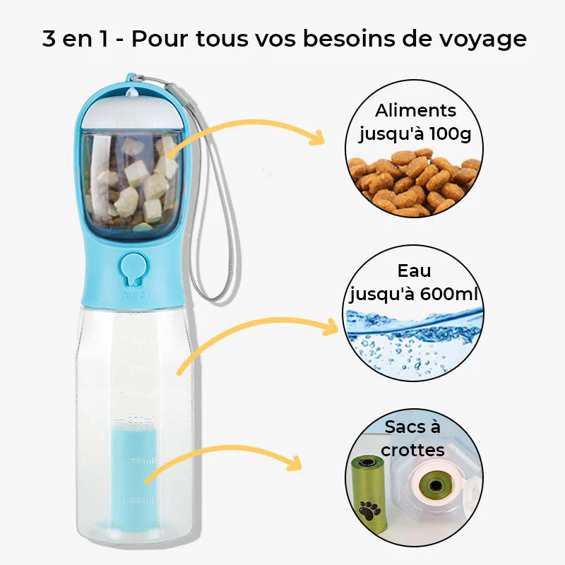 Bouteille d'eau portable pour chien 3 en 1 multifonctionnelle pour les promenades - Image 4