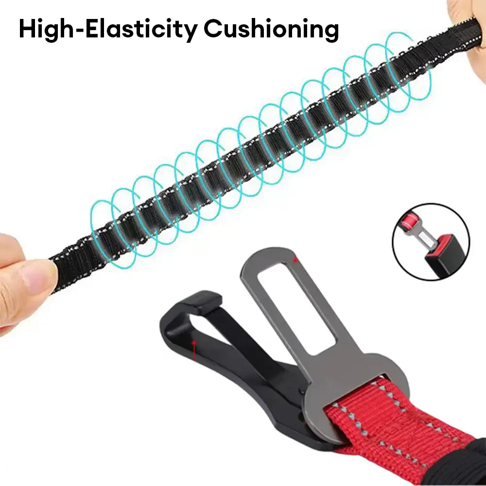 Ceinture de sécurité pour chien 3 en 1 avec bungee, boucle verrouillable à 360° et crochet. - Image 4