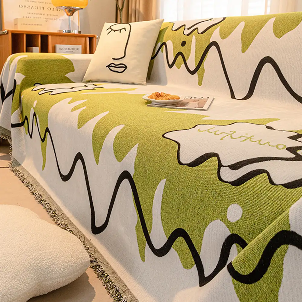 Jeté de canapé Couverture de canapé en chenille ondulée résistante aux griffures avec motif glace - Image 10
