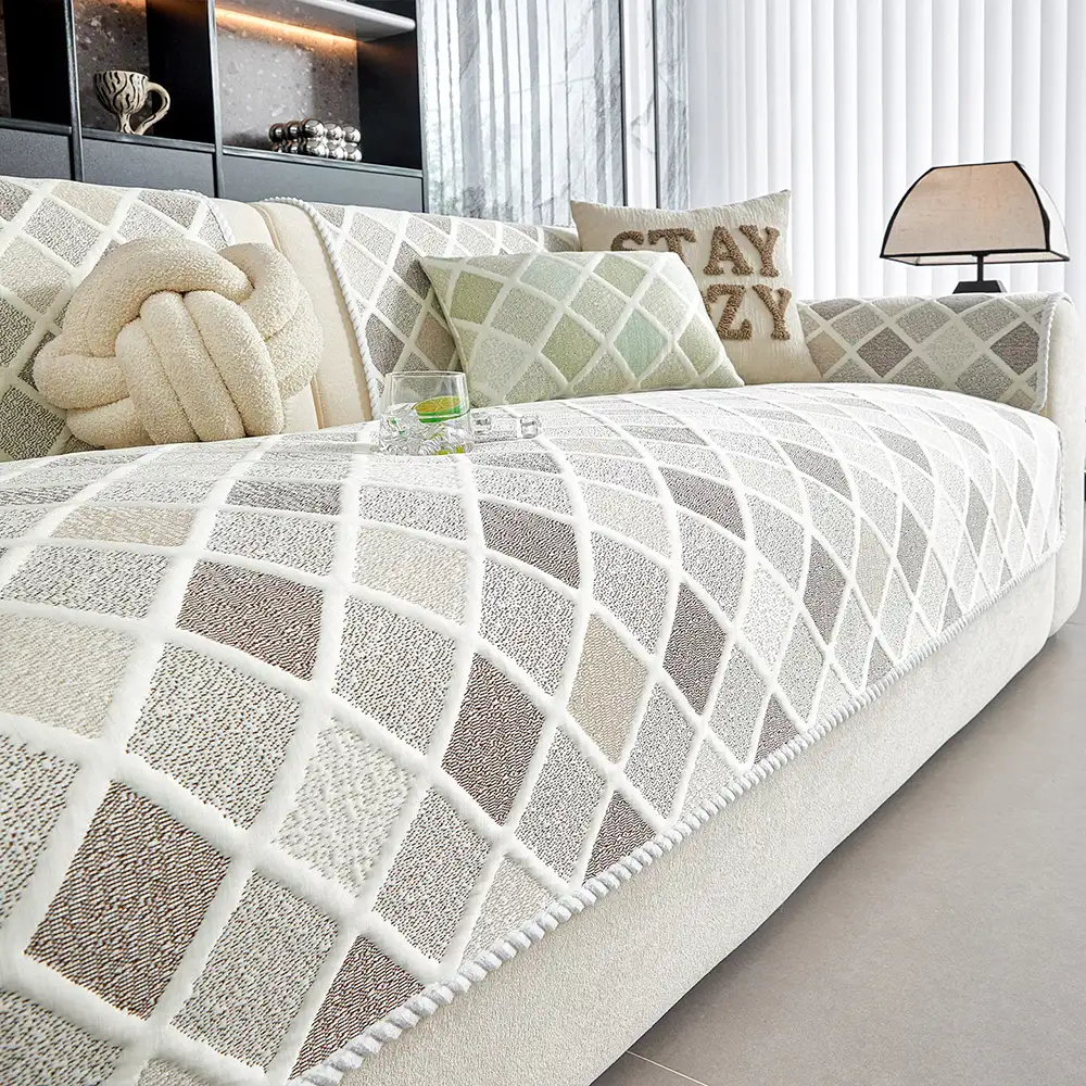 Couverture de canapé en soie glacée et thermique, absorbante, lavable, antidérapante - Diamant
