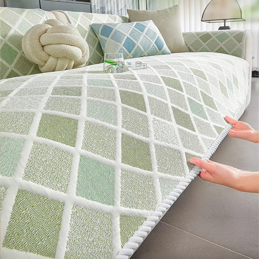 Couverture de canapé en soie glacée et thermique, absorbante, lavable, antidérapante - Diamant - Image 4