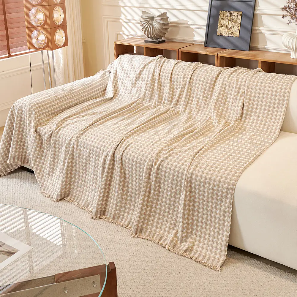 Jeté de canapé  aux rayures couvre-canapé grand plaid en chenille texturé résistant - Image 10