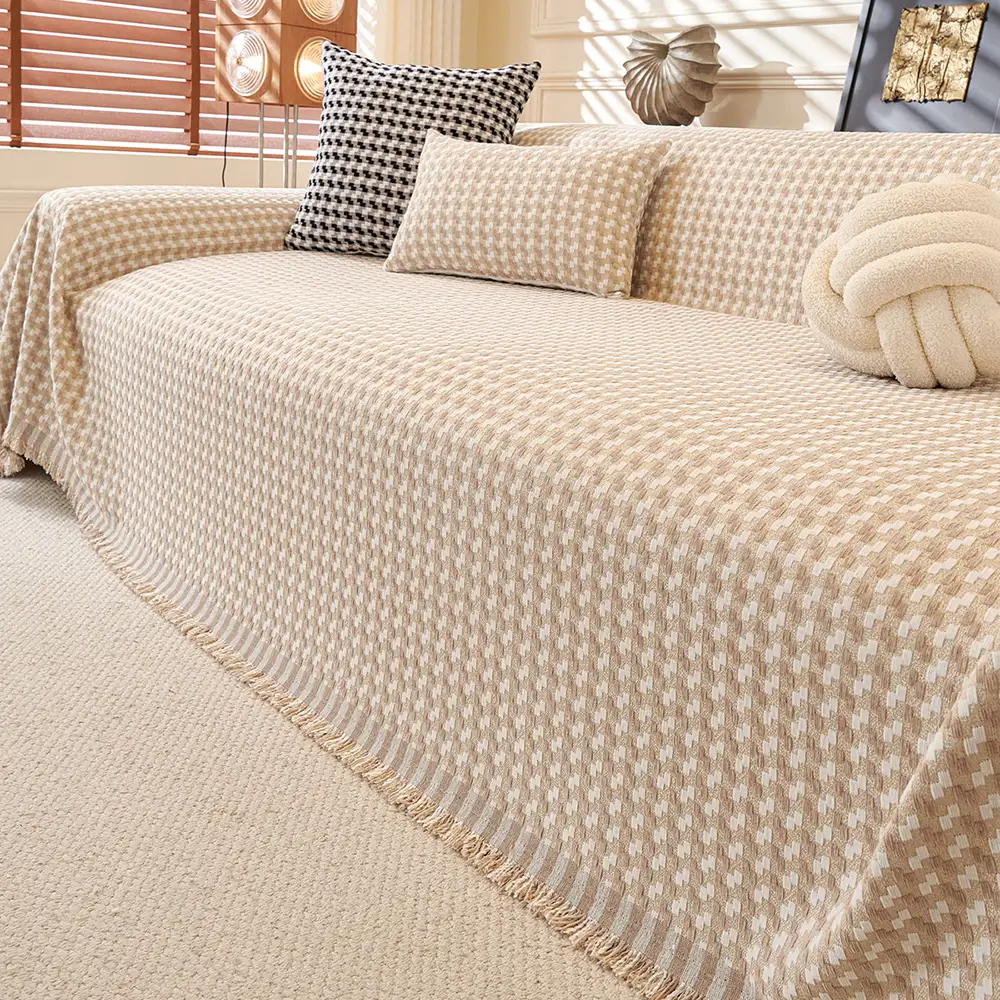 Jeté de canapé  aux rayures couvre-canapé grand plaid en chenille texturé résistant - Image 12