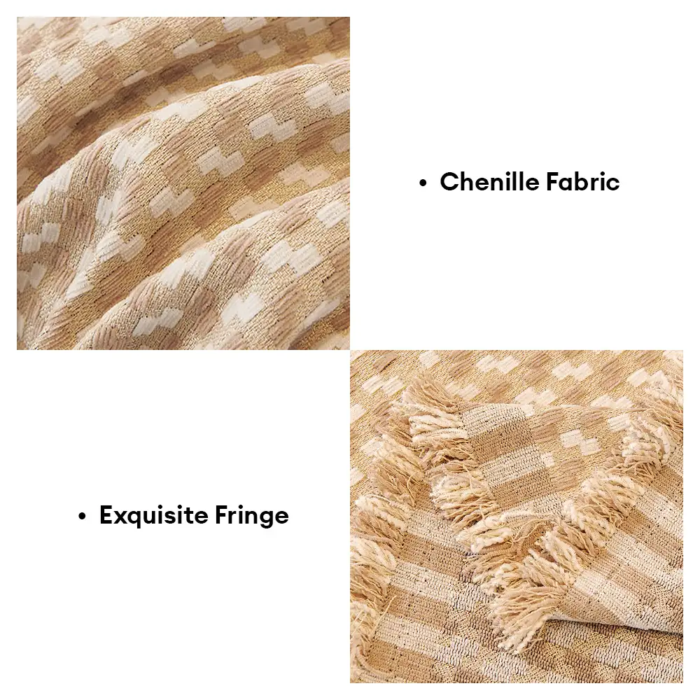 Jeté de canapé  aux rayures couvre-canapé grand plaid en chenille texturé résistant - Image 6