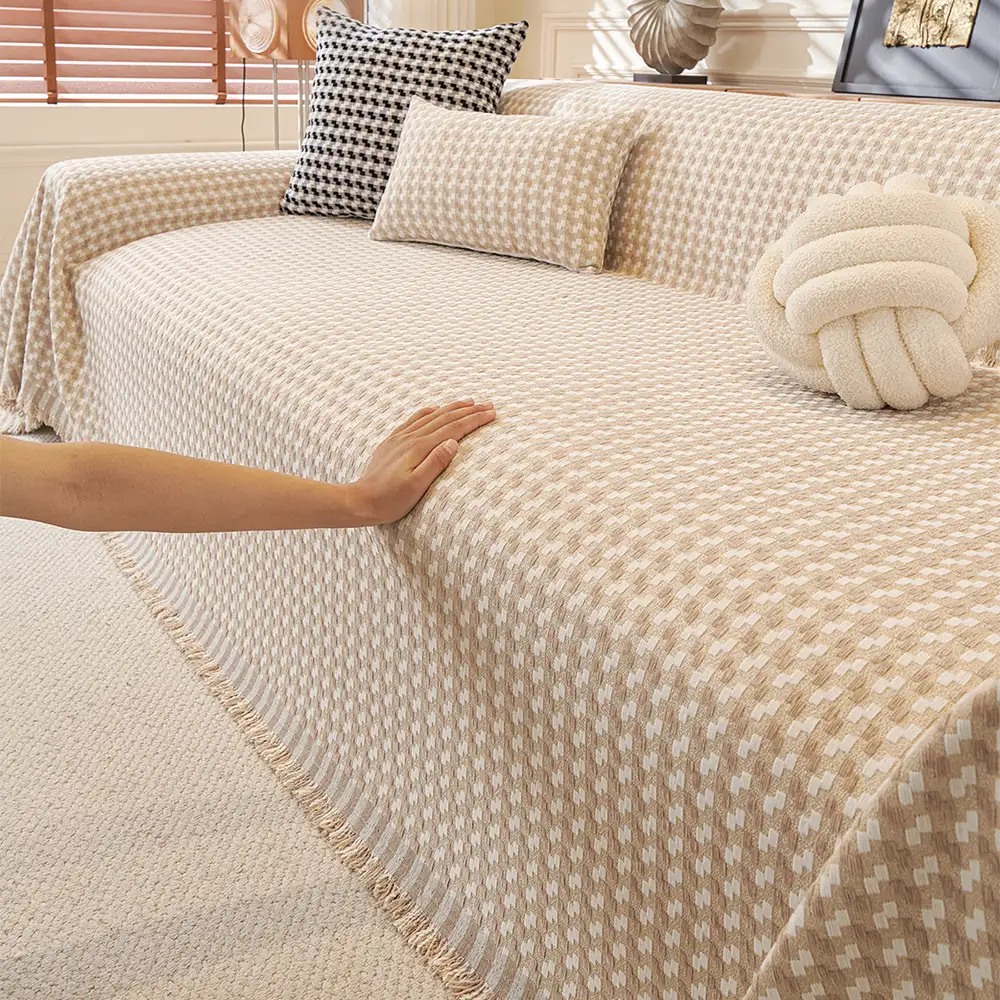 Jeté de canapé  aux rayures couvre-canapé grand plaid en chenille texturé résistant - Image 8
