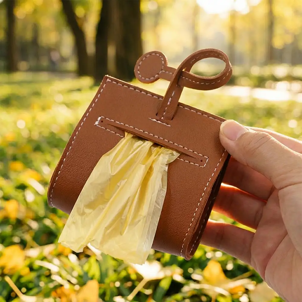 Distributeur de sacs à crottes pour chien en cuir PU - Image 3