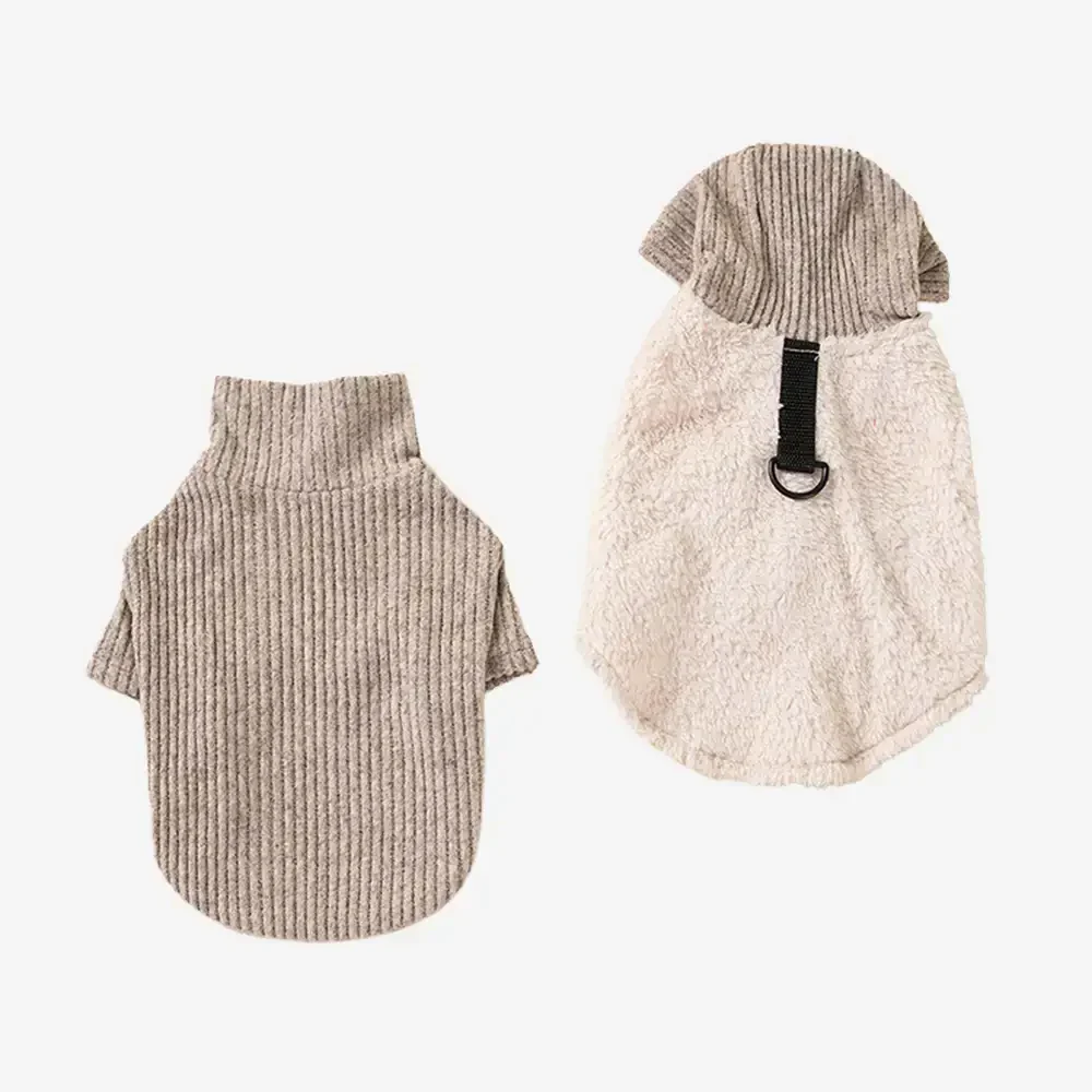 Ensemble pour chien en deux pièces : manteau en peluche et pull à col roulé assorti. - Image 5