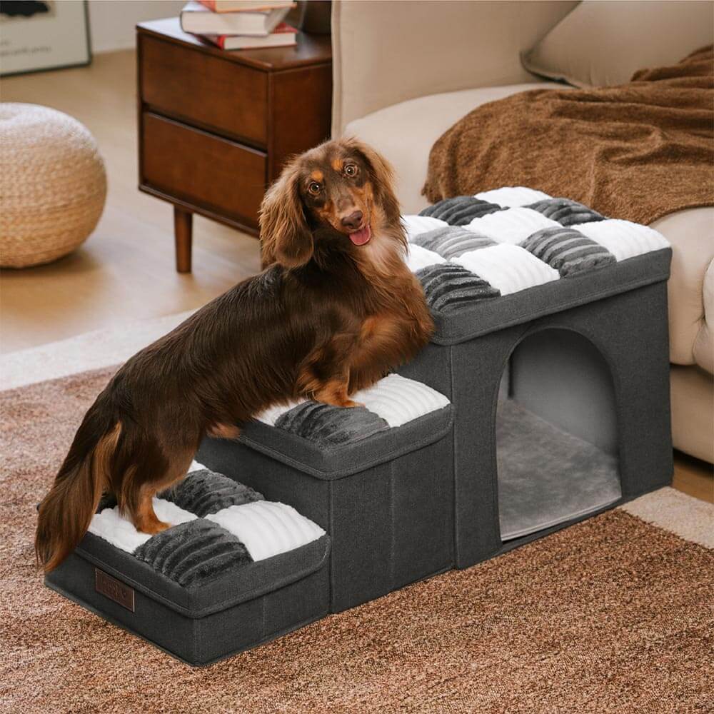 Escalier Pliable pour Chien avec Rangement - Carreaux - Image 15