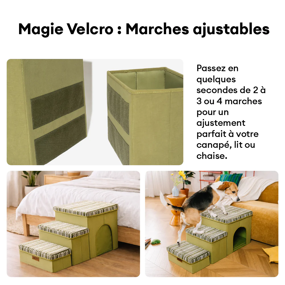 Escalier pour chien pliable avec rangement et condo - Funnyfuzzy SnugNest - Image 10
