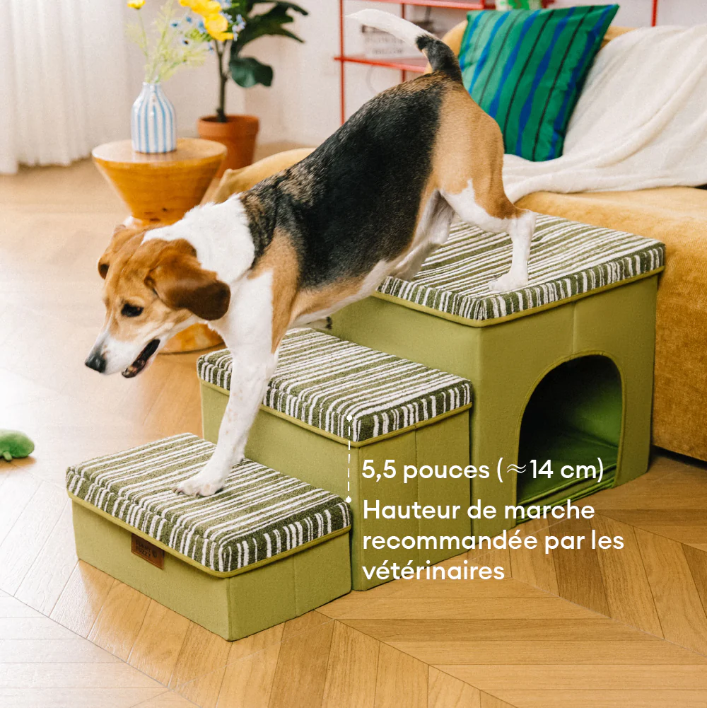 Escalier pour chien pliable avec rangement et condo - Funnyfuzzy SnugNest - Image 6