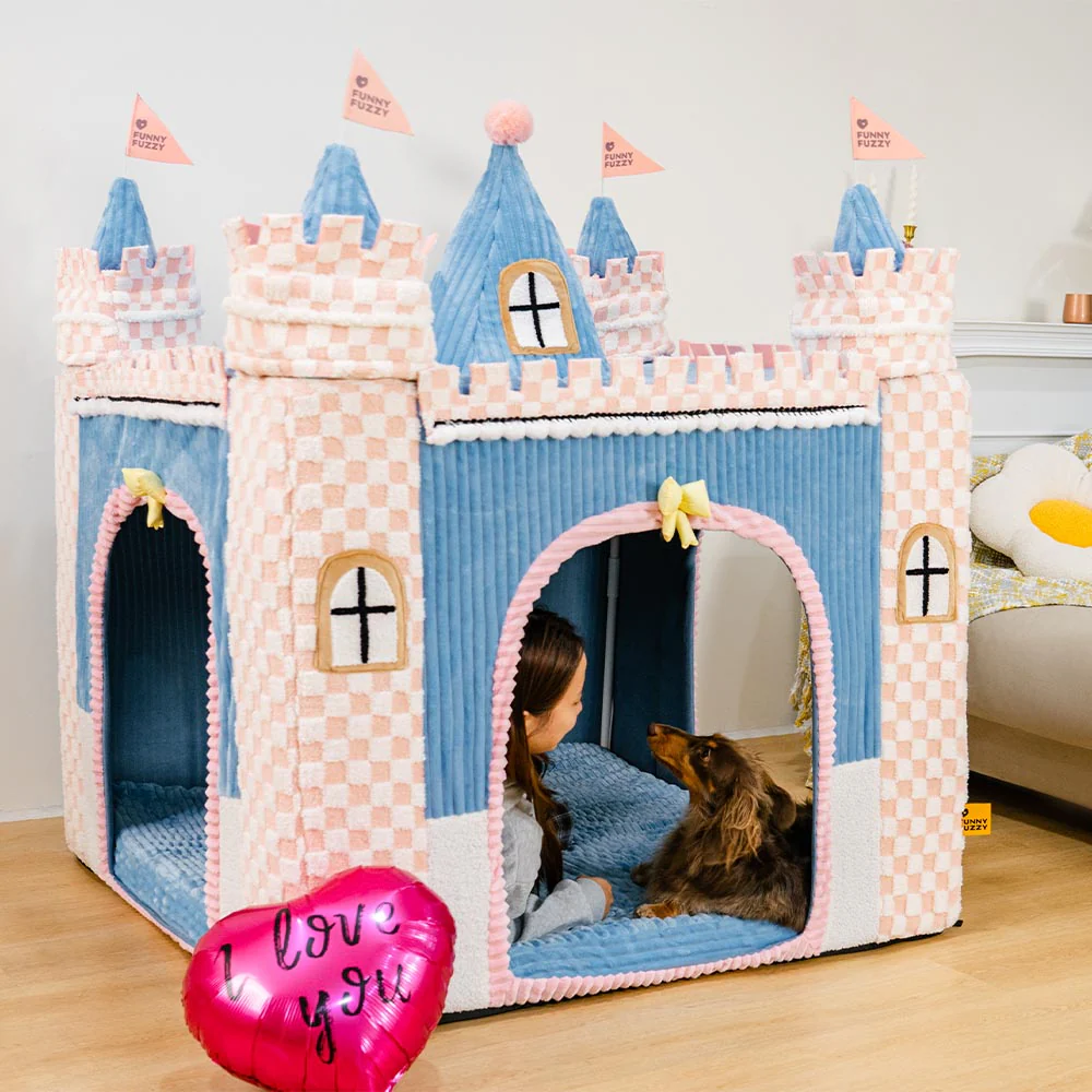 Lit tente orthopédique douillet pour chien style château de jeu intérieur pour enfants - Fairytale Dreamland - Image 15
