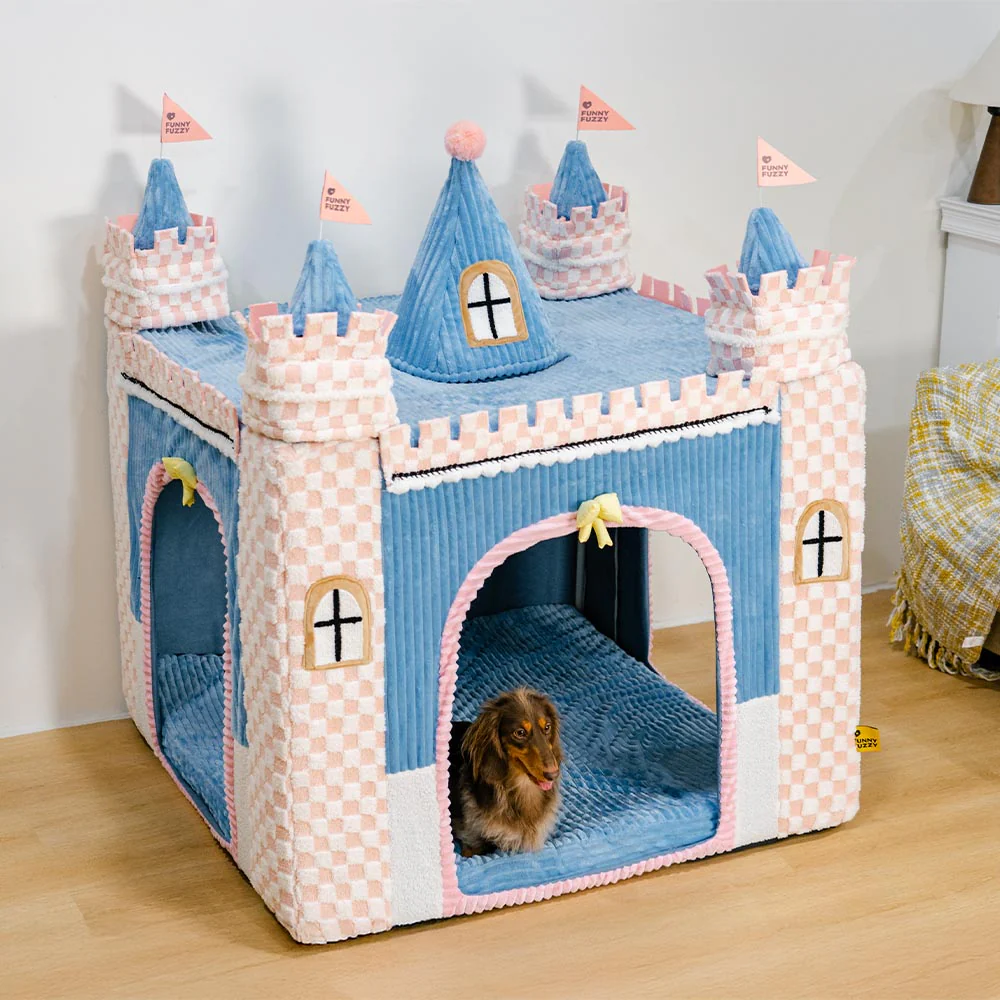 Lit tente orthopédique douillet pour chien style château de jeu intérieur pour enfants - Fairytale Dreamland - Image 20