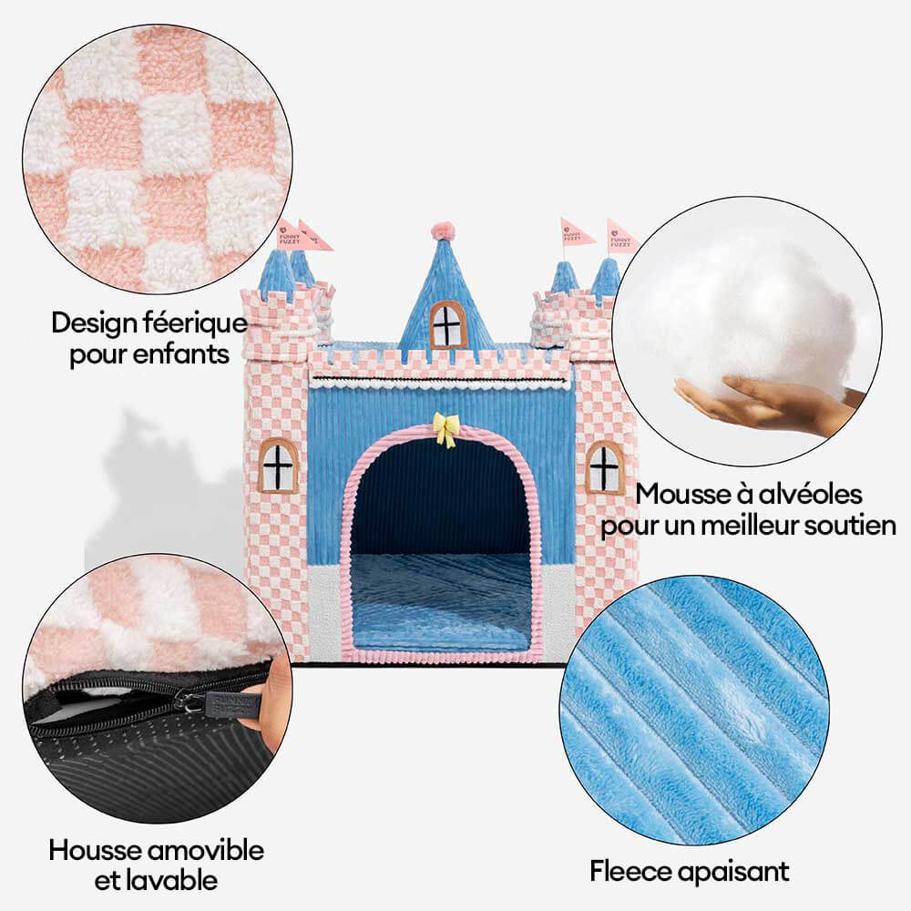 Lit tente orthopédique douillet pour chien style château de jeu intérieur pour enfants - Fairytale Dreamland - Image 5