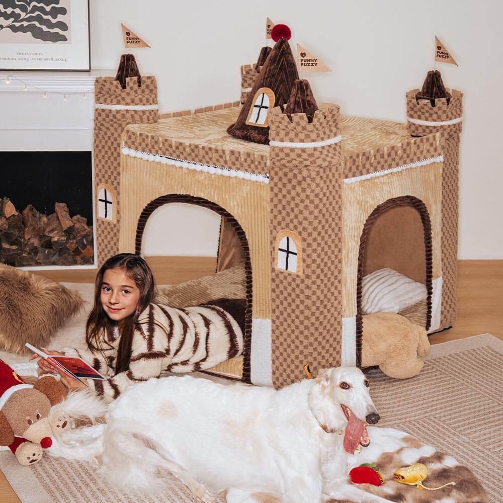 Lit tente orthopédique douillet pour chien style château de jeu intérieur pour enfants - Fairytale Dreamland - Image 8