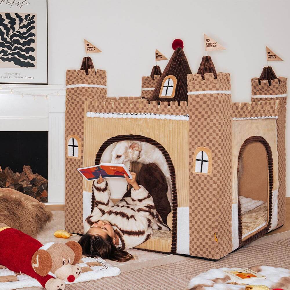 Lit tente orthopédique douillet pour chien style château de jeu intérieur pour enfants - Fairytale Dreamland - Image 9