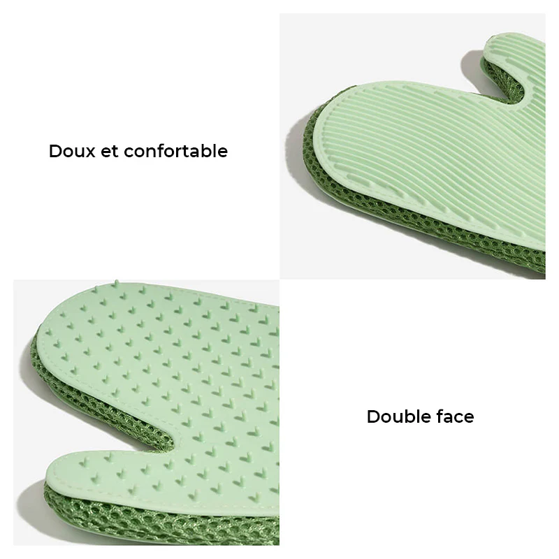 Gant de toilettage pour animaux en silicone avec brosse flottante à deux faces - Image 5