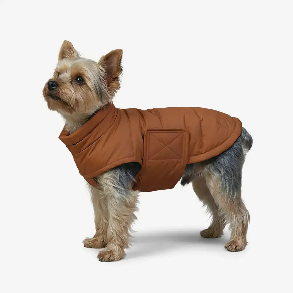 Gilet pour chien en duvet d'oie rempli d'hiver, léger, manteau chaud pour chien avec anneau pour laisse. - Image 5