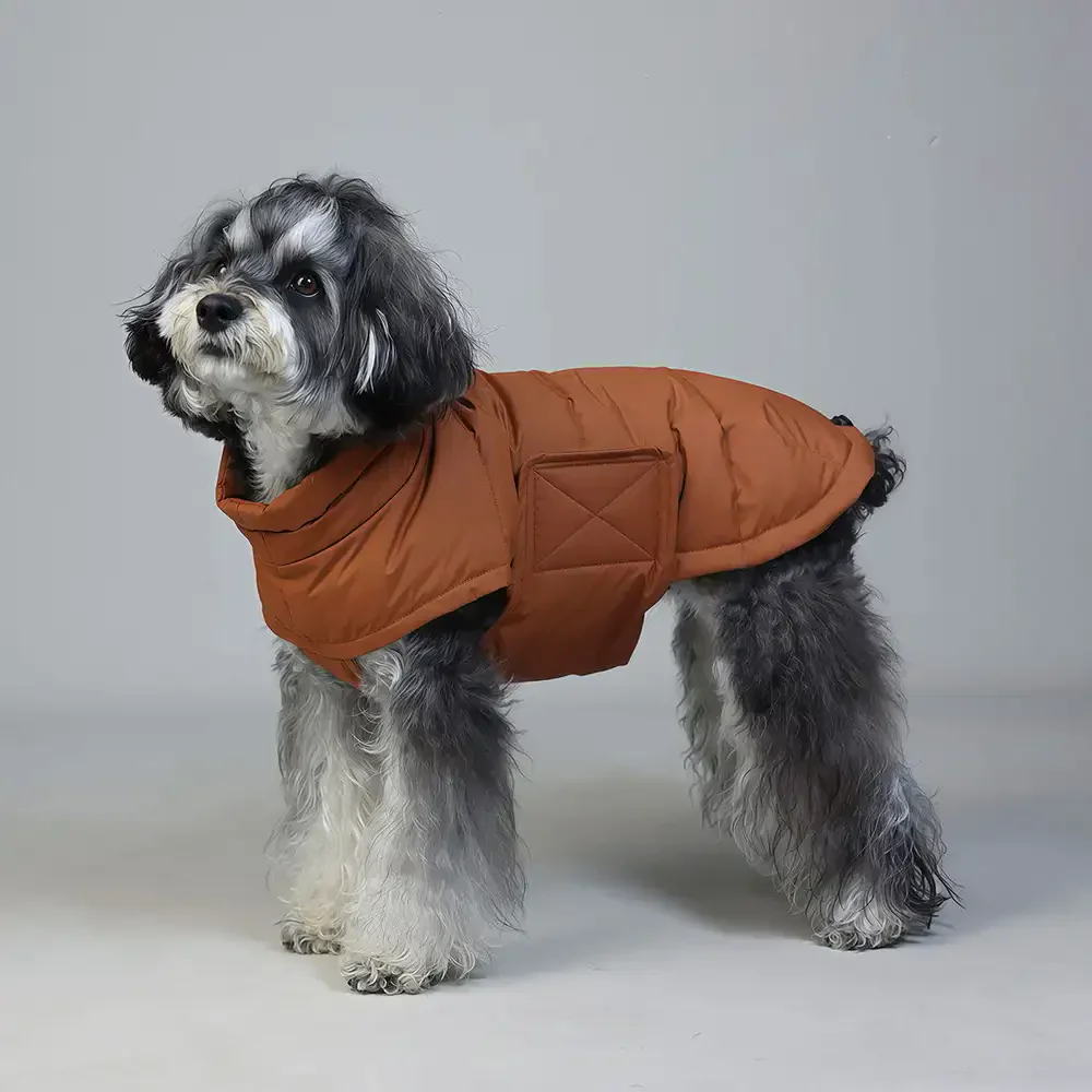 Gilet pour chien en duvet d'oie rempli d'hiver, léger, manteau chaud pour chien avec anneau pour laisse. - Image 7