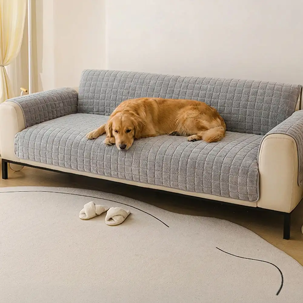 Housse de canapé courte en peluche douce pour animaux de compagnie, protection anti-dérapante. - Image 11