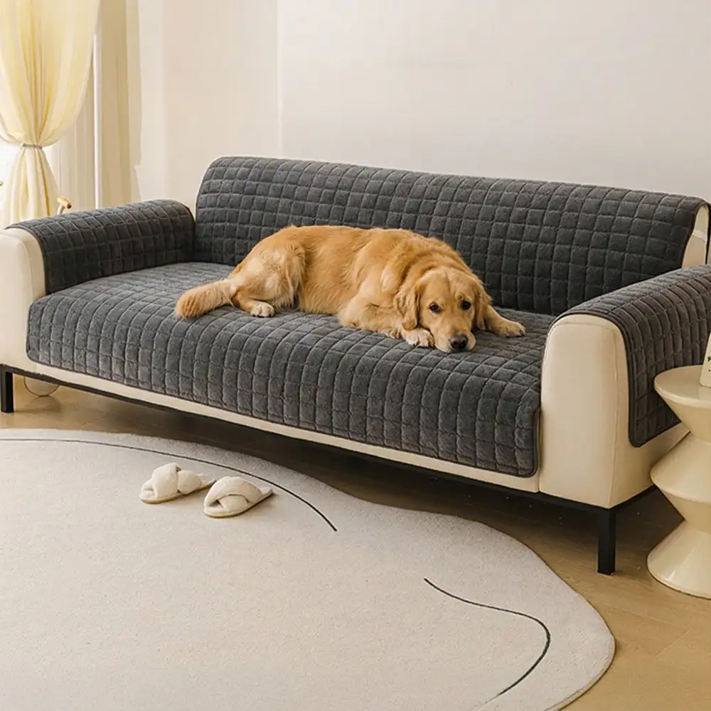 Housse de canapé courte en peluche douce pour animaux de compagnie, protection anti-dérapante. - Image 12