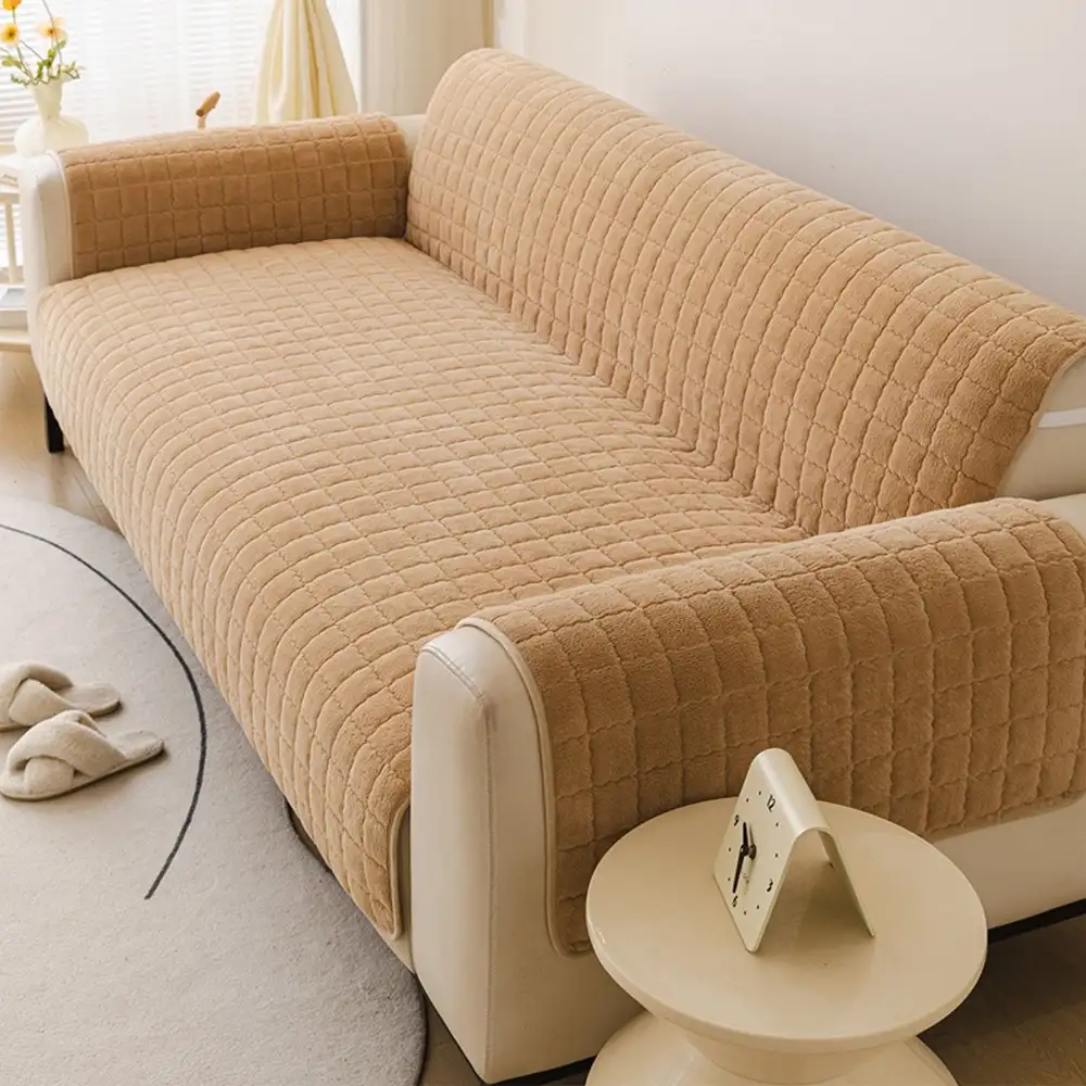 Housse de canapé courte en peluche douce pour animaux de compagnie, protection anti-dérapante. - Image 3