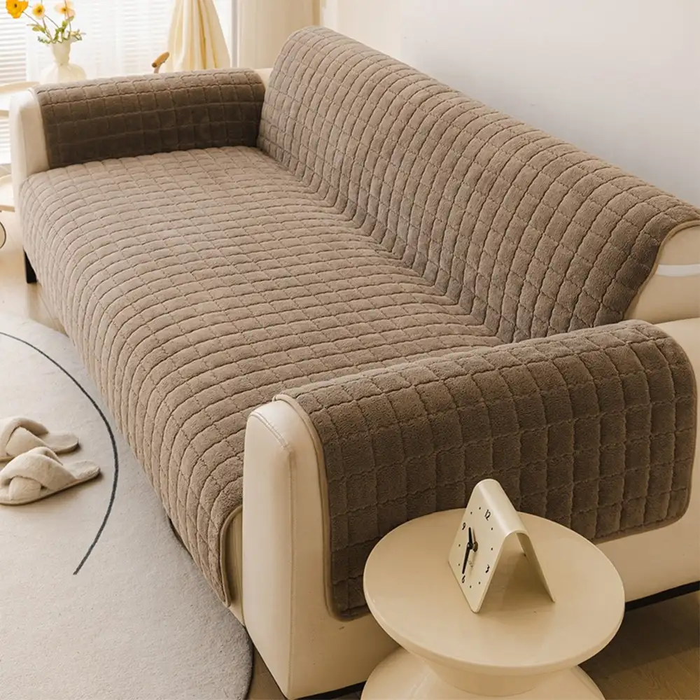 Housse de canapé courte en peluche douce pour animaux de compagnie, protection anti-dérapante. - Image 4