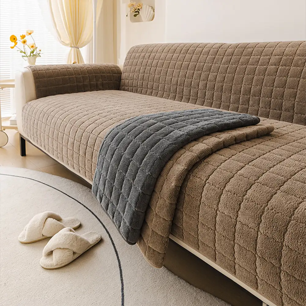 Housse de canapé courte en peluche douce pour animaux de compagnie, protection anti-dérapante. - Image 5