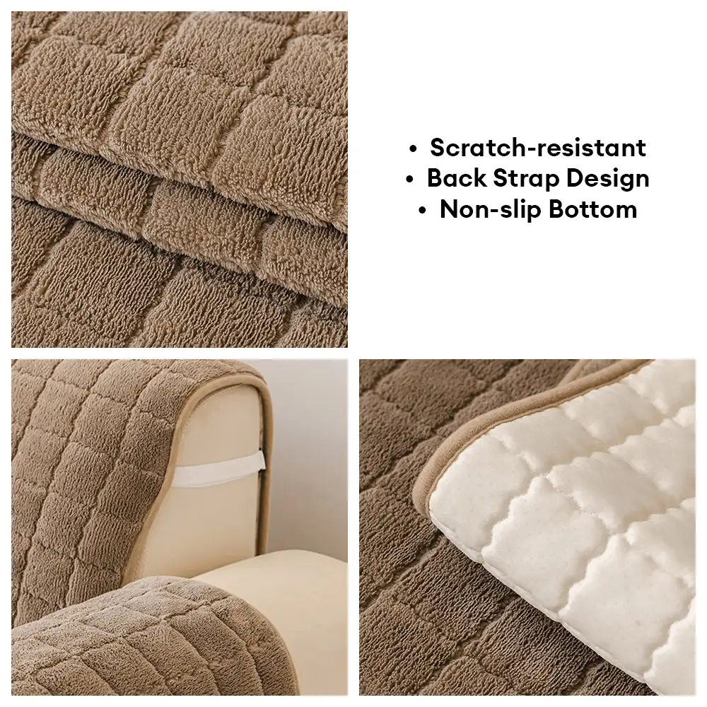 Housse de canapé courte en peluche douce pour animaux de compagnie, protection anti-dérapante. - Image 6