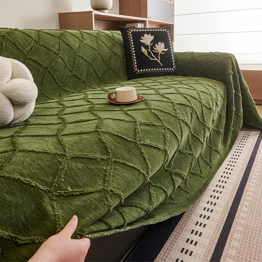 Housse de canapé en chenille jacquard rétro jungle anti-rayures Jeté de canapé - Image 10