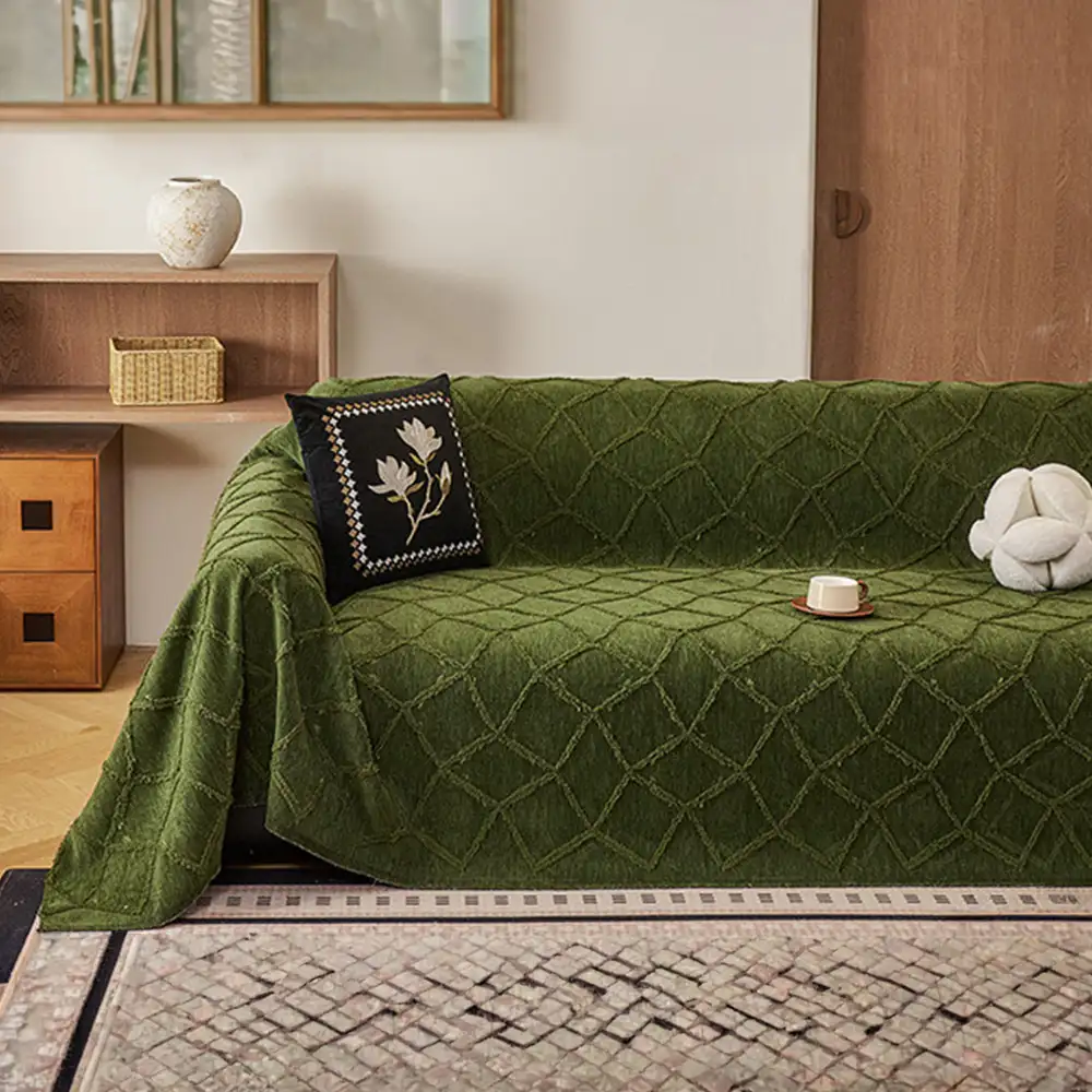 Housse de canapé en chenille jacquard rétro jungle anti-rayures Jeté de canapé - Image 11