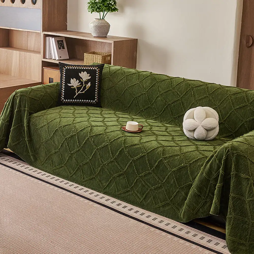 Housse de canapé en chenille jacquard rétro jungle anti-rayures Jeté de canapé - Image 12