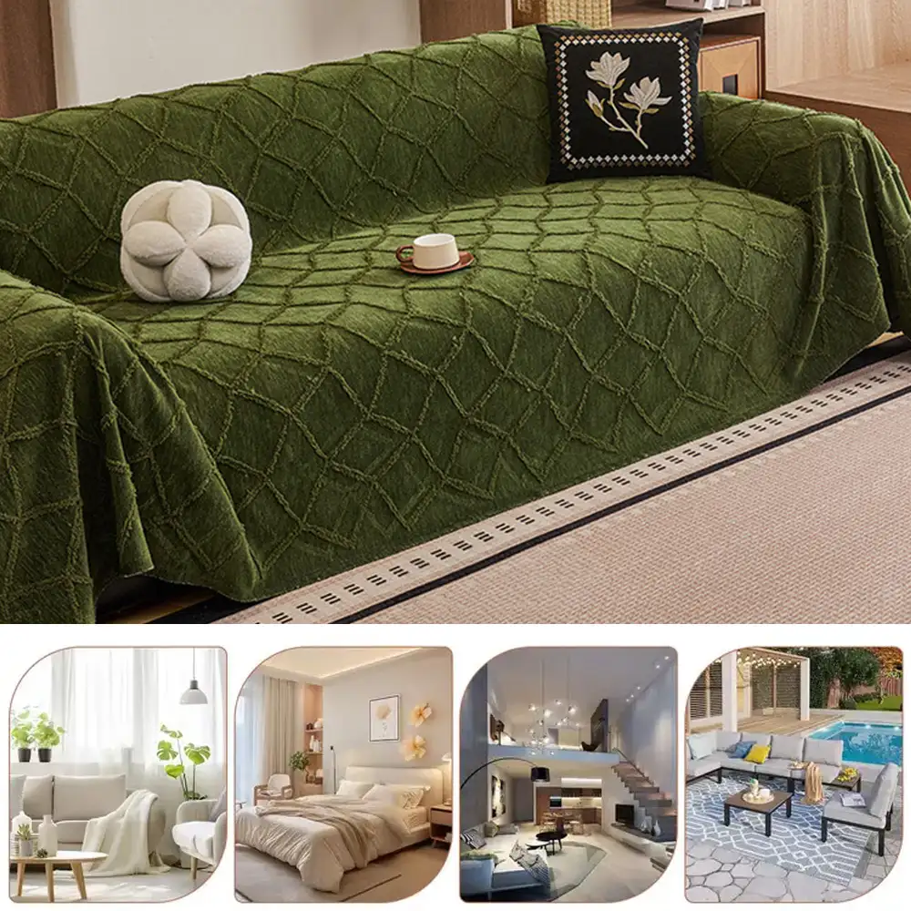 Housse de canapé en chenille jacquard rétro jungle anti-rayures Jeté de canapé - Image 8