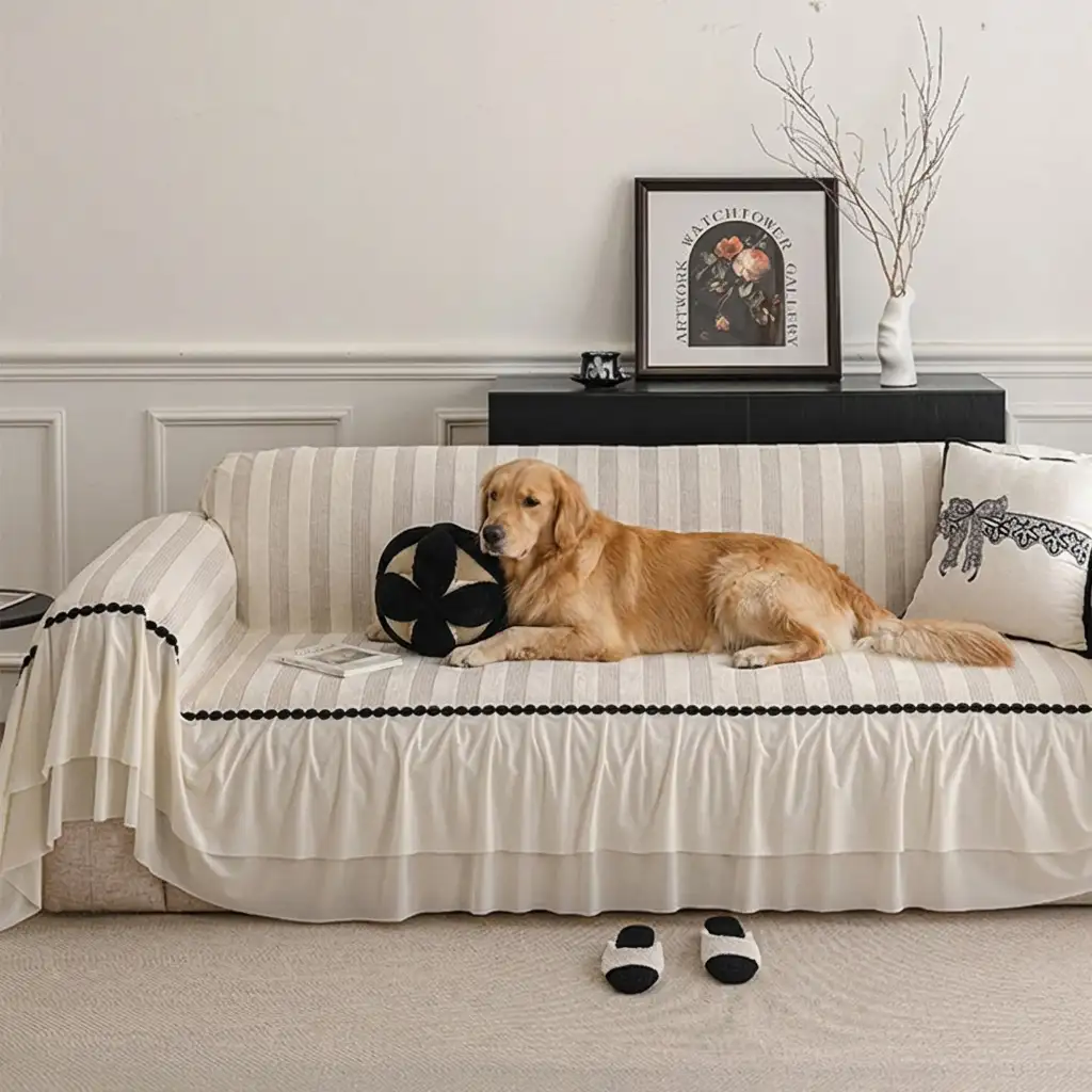 Housse de canapé en chenille résistant aux égratignures et adaptée aux animaux de compagnie, protection anti-dérapante. - Image 10