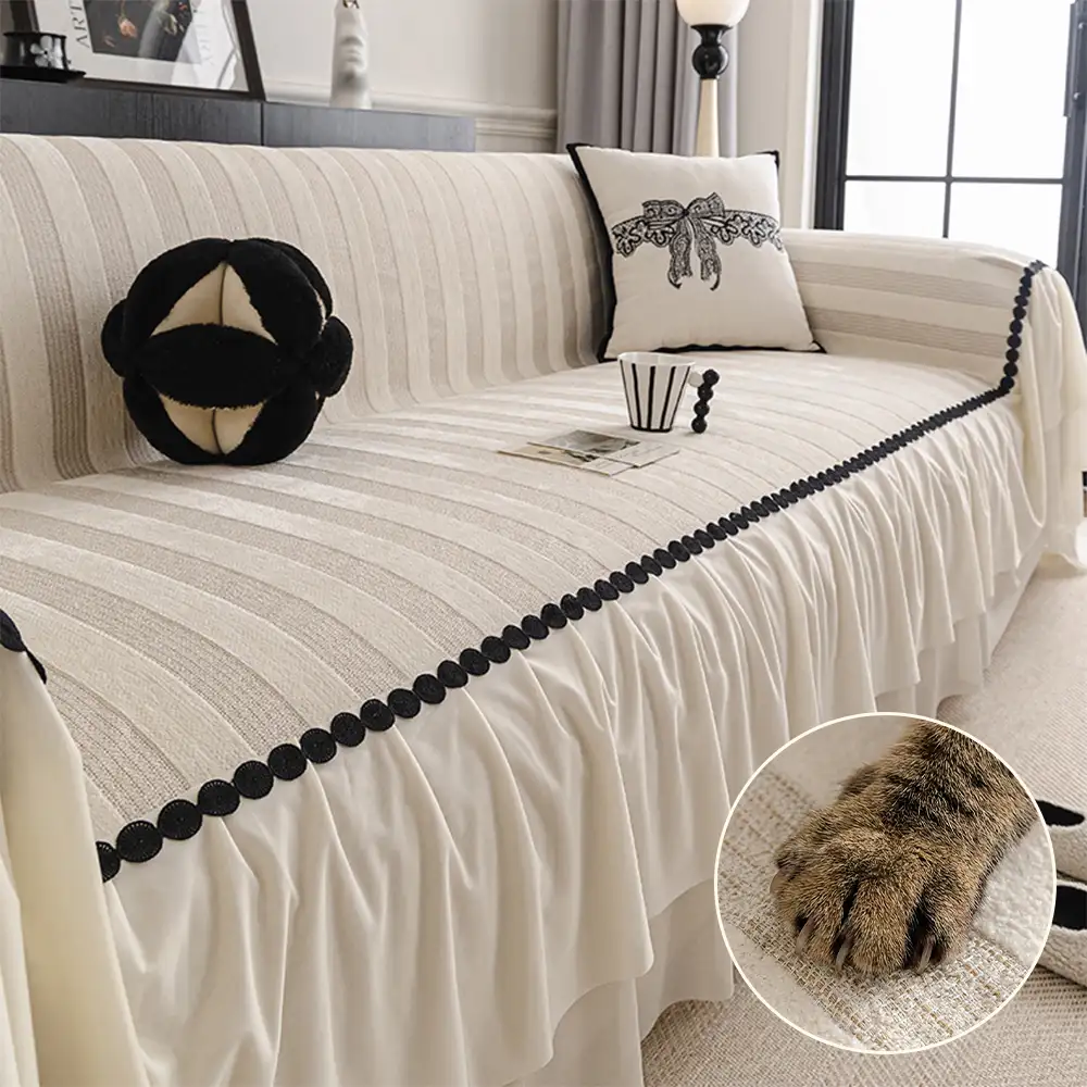 Housse de canapé en chenille résistant aux égratignures et adaptée aux animaux de compagnie, protection anti-dérapante. - Image 11