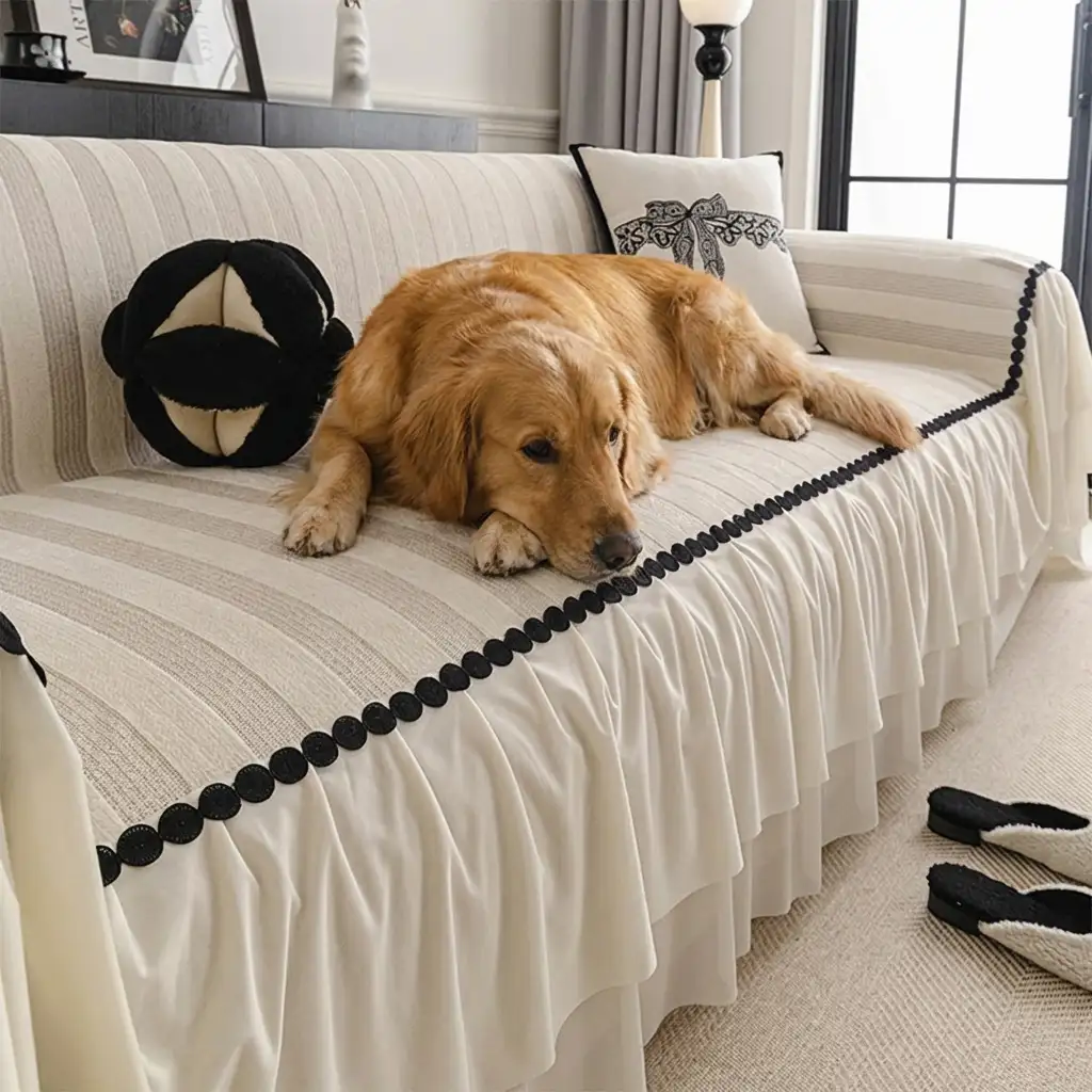 Housse de canapé en chenille résistant aux égratignures et adaptée aux animaux de compagnie, protection anti-dérapante. - Image 12