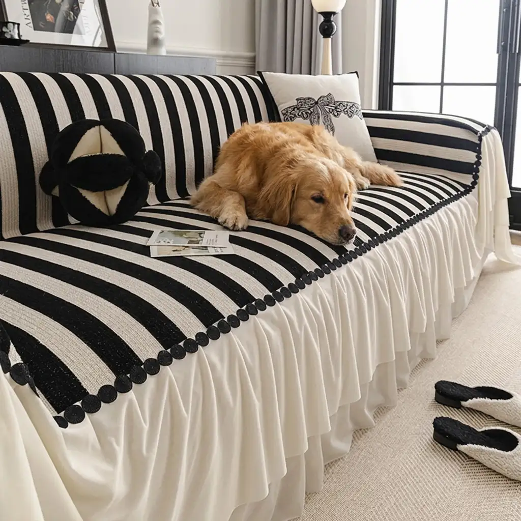 Housse de canapé en chenille résistant aux égratignures et adaptée aux animaux de compagnie, protection anti-dérapante. - Image 2
