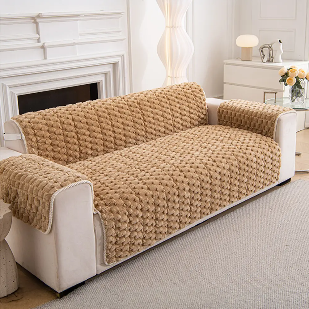 Housse de canapé en peluche douce anti-dérapante, une pièce, adaptée aux animaux de compagnie. - Image 3