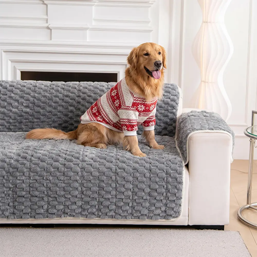 Housse de canapé en peluche douce anti-dérapante, une pièce, adaptée aux animaux de compagnie. - Image 5