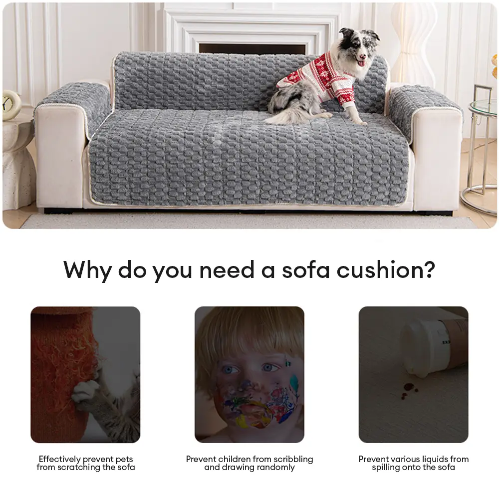 Housse de canapé en peluche douce anti-dérapante, une pièce, adaptée aux animaux de compagnie. - Image 6