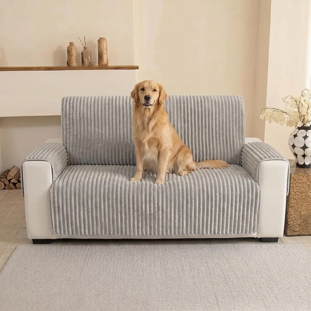 Housse fauteuil de canapé en une seule pièce non glissante, douce et adaptée aux animaux - Rayures - Image 4