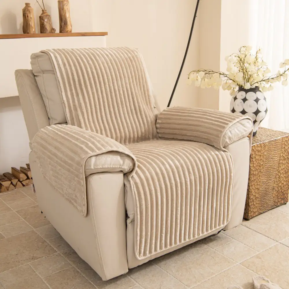 Housse fauteuil de canapé en une seule pièce non glissante, douce et adaptée aux animaux - Rayures - Image 8