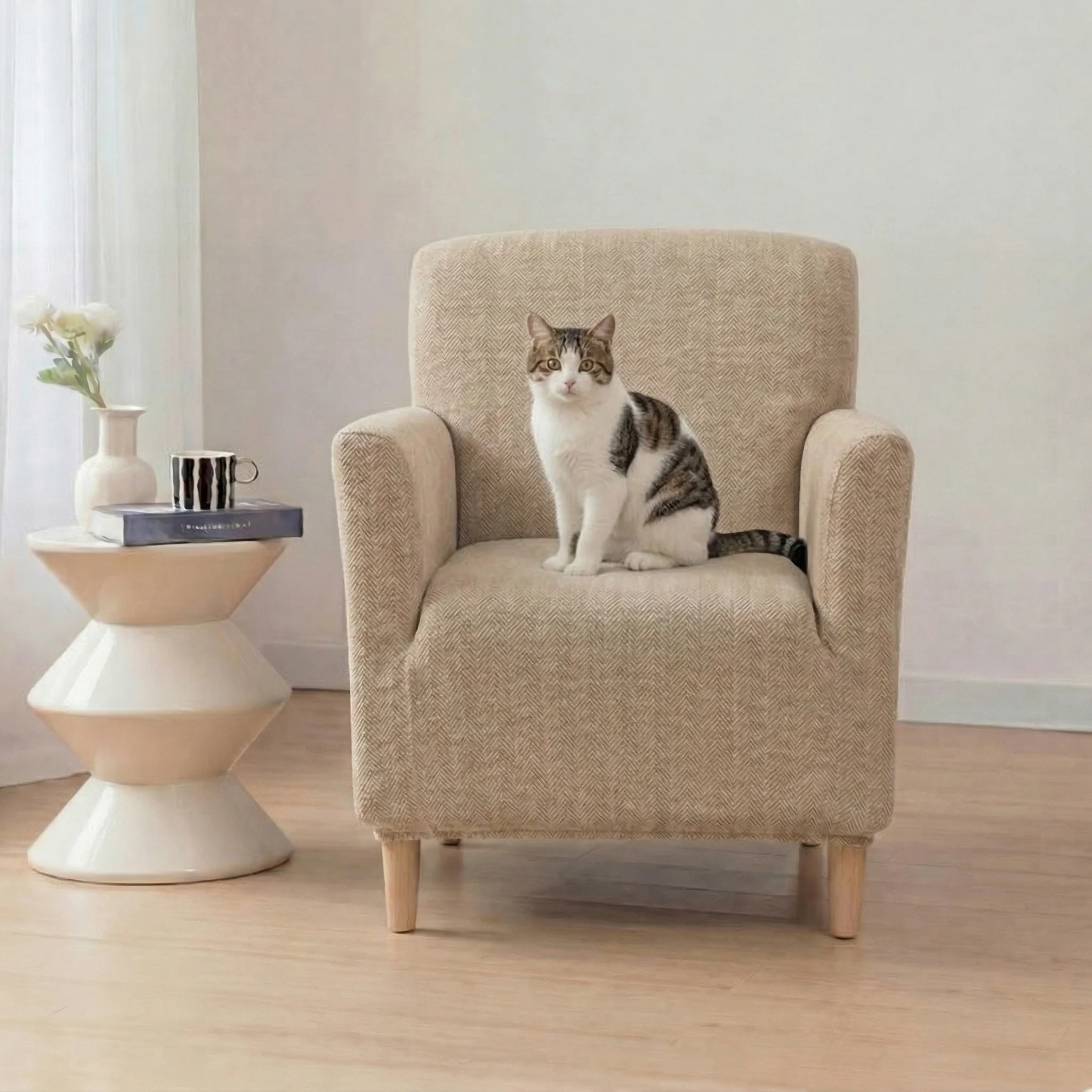 Housse de fauteuil, canapé extensible confortable et résistante aux griffures. - Image 5
