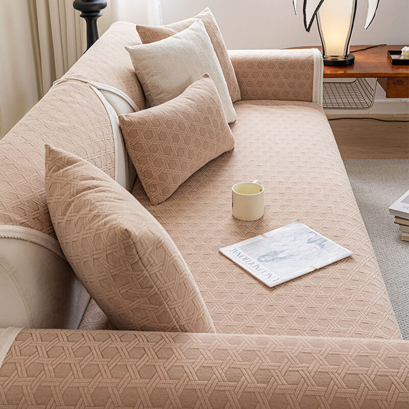 Housse de canapé imperméable et résistante à l'huile en tissu chenille jacquard - Image 15