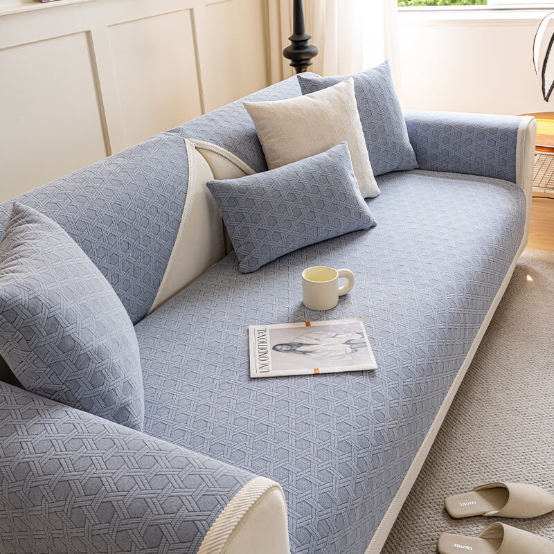 Housse de canapé imperméable et résistante à l'huile en tissu chenille jacquard - Image 18