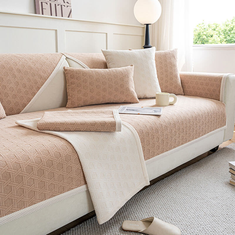 Housse de canapé imperméable et résistante à l'huile en tissu chenille jacquard - Image 4