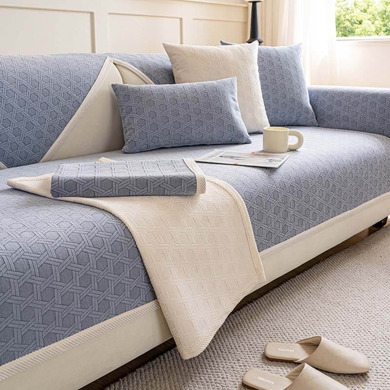 Housse de canapé imperméable et résistante à l'huile en tissu chenille jacquard - Image 5